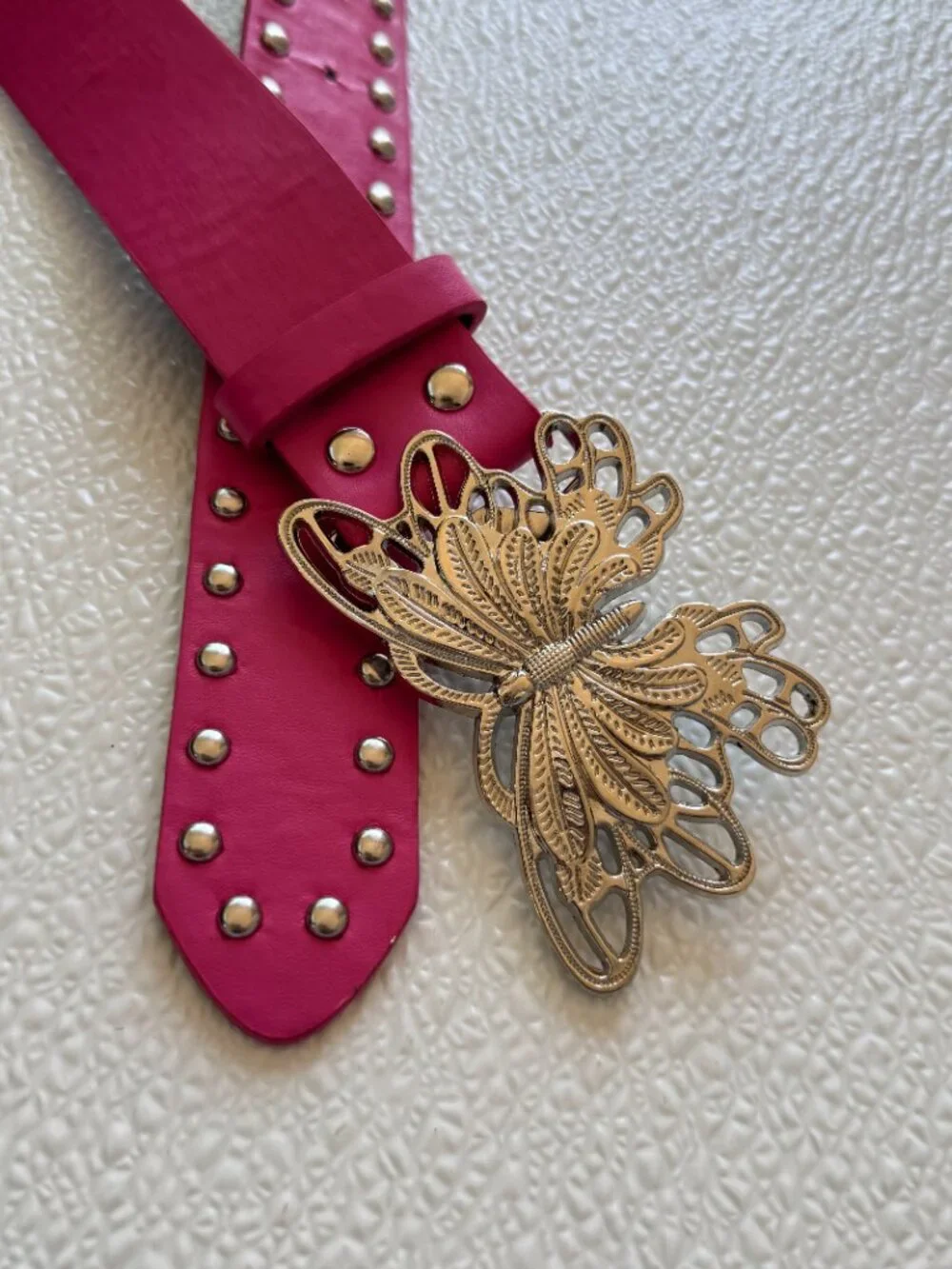 Hot Pink Butterfly Rhinestone Bling Belt Y2K 2000s